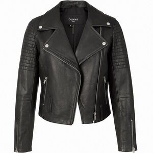 Comme Faux Vegan Leather Moto Jacket Zip Black Women M